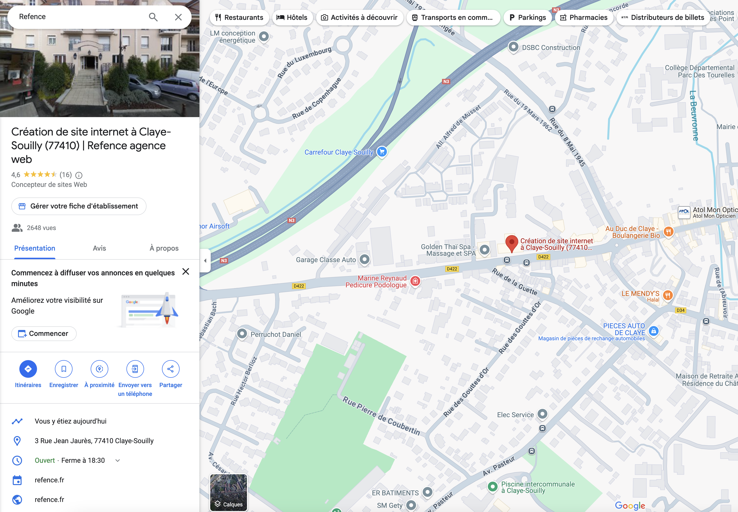 Création de fiche google map