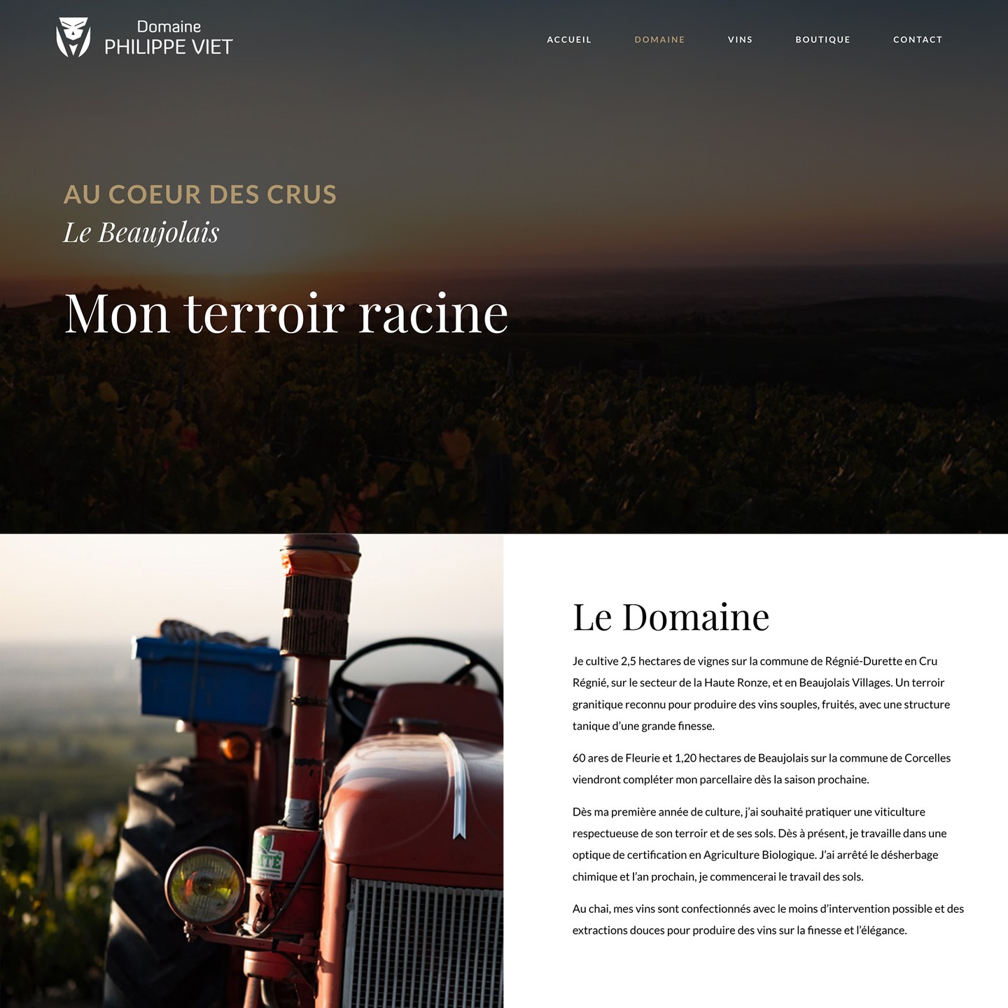 Création de site vitrine pour domaine viticole